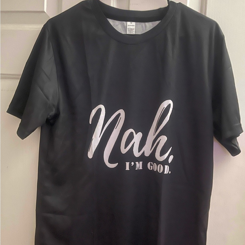 Black Graphic T-Shirt with White Text